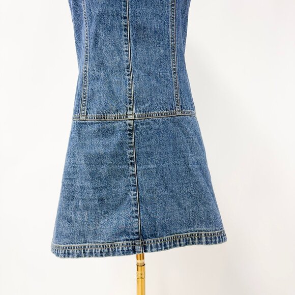 VINTAGE GAP JEANS A LINE BLUE DENIM DRESS WITH ZIPPER BACK - Picture 7 of 8